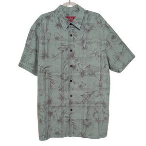 Woodys Retro Lounge Floral Shirt Mens Size Large Green Tiki Rockabilly Tropical